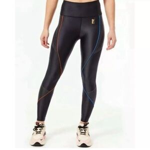 P.E Nation Women's Limitless Piping Texture High Rise Leggings Black Size XS